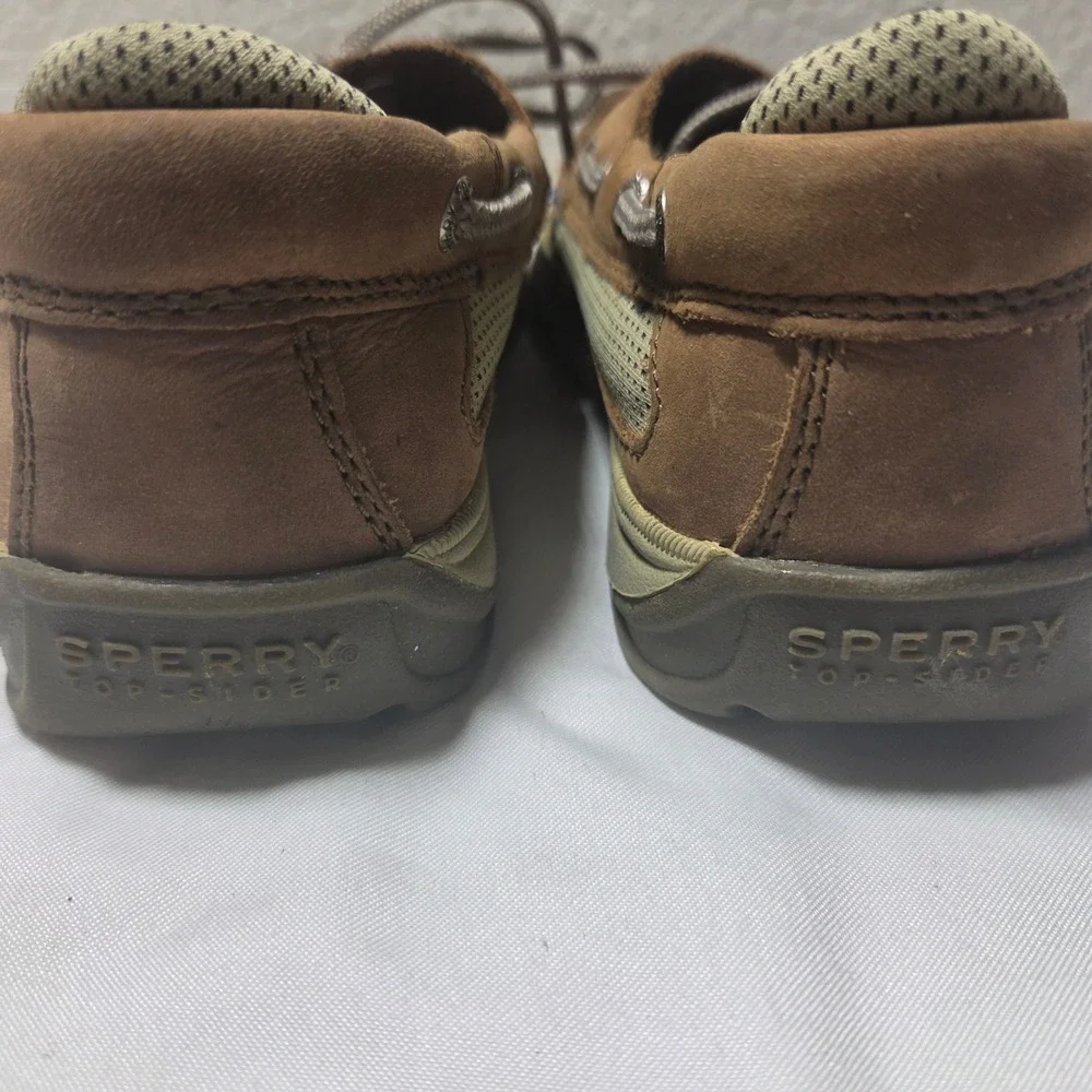 Sperry Top-Sider Lanyard Boys Brown Leather Mesh Boat Shoes YB46122A Size 2M